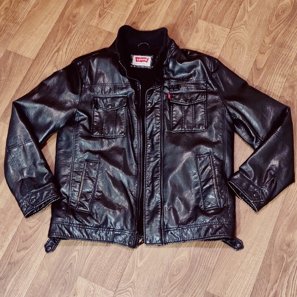 Levi's Vintage deer faux leather sherpa lined military jacket